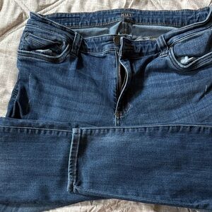 Kut from the Kloth Indigo Blue High-Rise Jeans with Gold Stitching